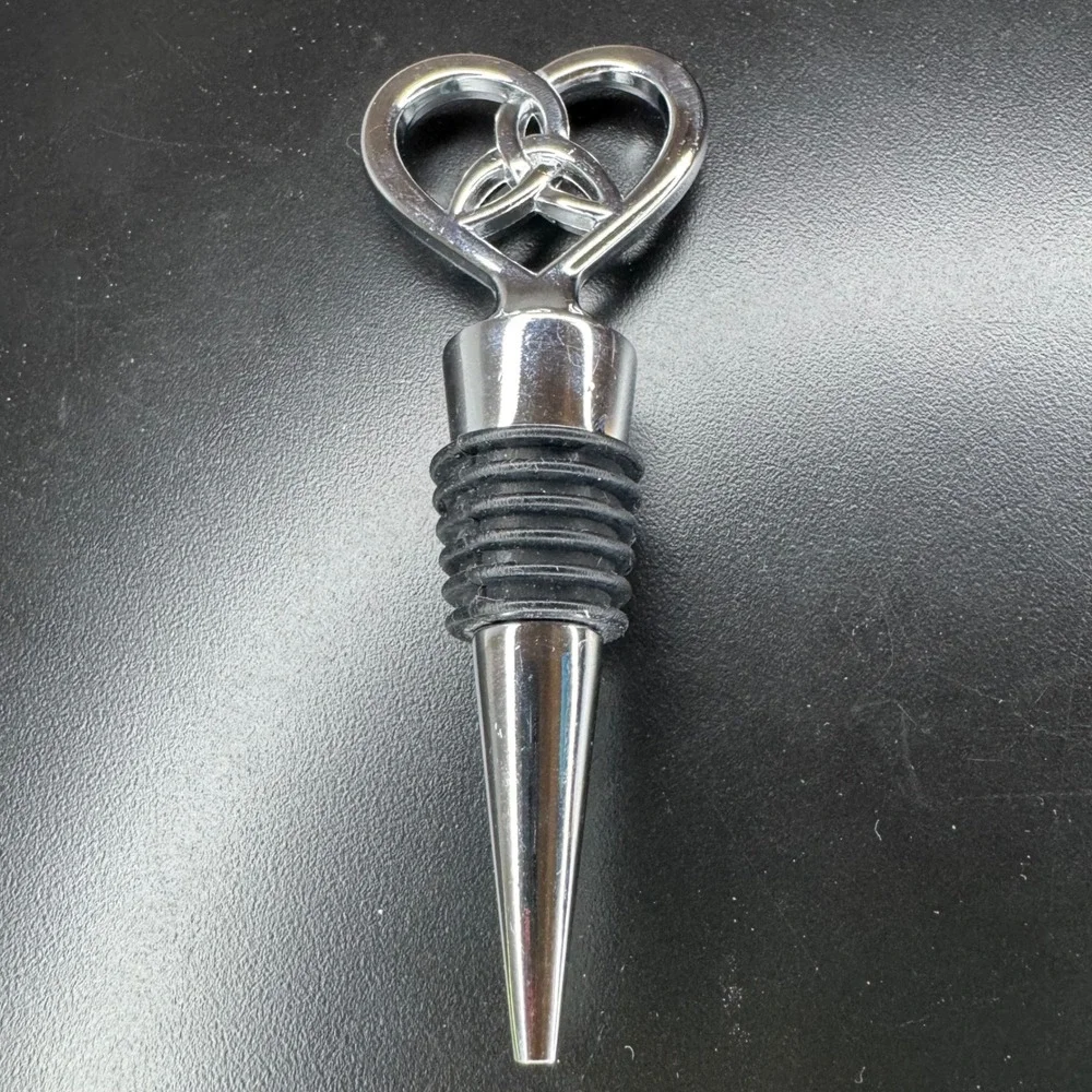 Silver Tone Heart Celtic‎ Knot Wine Bottle Stopper Decorative Barware Kitchen